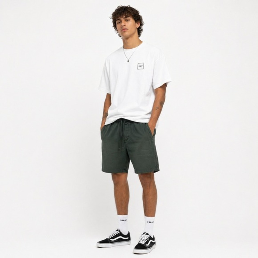 HUF Mens Small Green Cotton Twill Elastic‎ Waist Drawstring Skate Shorts
